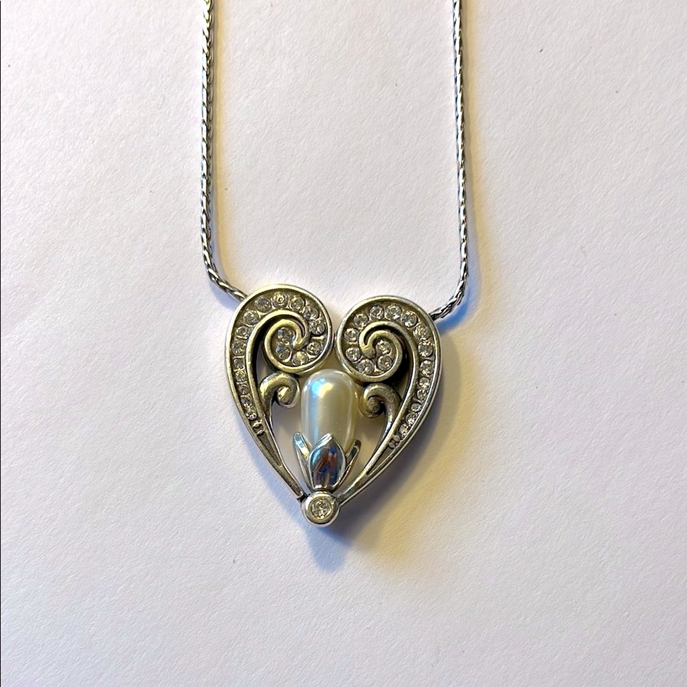 Brighton Silver Heart LACRIMA Transforming Necklace with Victorian Design